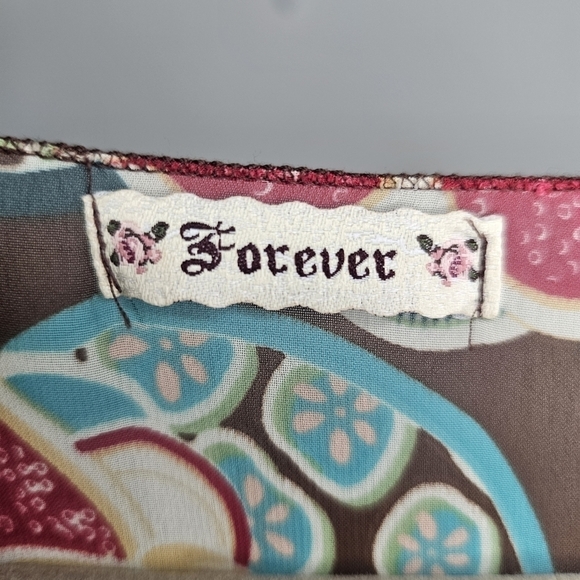 Women's Forever Floral Print Bell sleeve V-Neck Blouse, Lrg, Bohemian/Boho Chic - Picture 9 of 13